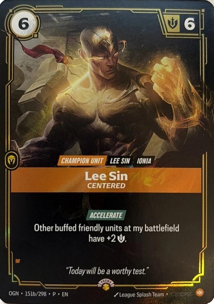 Image for Lee Sin - Centered (151b/298) [Riftbound Organized Play Promotional Cards] - Riftbound: League of Legends Trading Card Game
