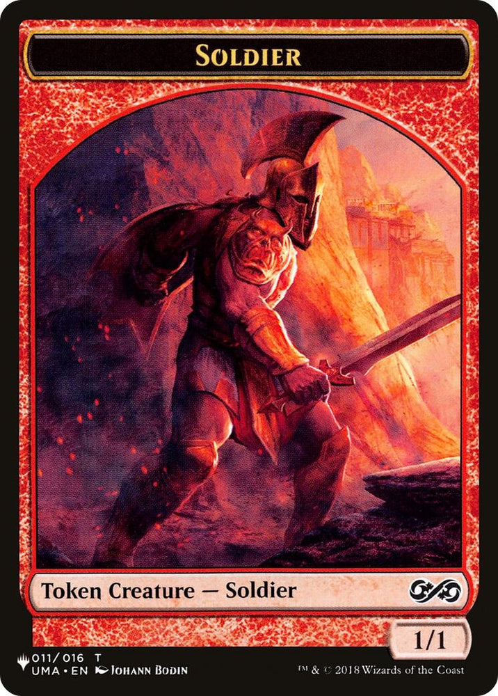 Image for Soldier (UMA) // Dwarf (ELD) Double-sided Token (11 // 7) [The List Reprints] - Magic: The Gathering
