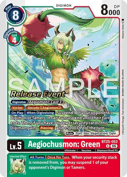 Aegiochusmon: Green (BT25-053 R) [Dual Revolution Release Event Cards]
