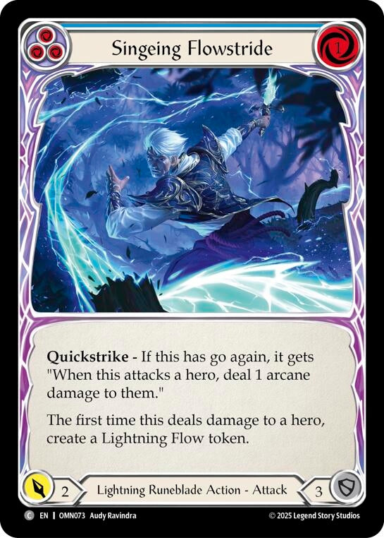 Image for Singeing Flowstride (Blue) (OMN073) [Omens of the Third Age] - Flesh and Blood TCG