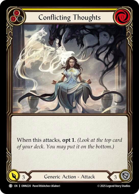 Image for Conflicting Thoughts (Yellow) (OMN220) [Omens of the Third Age] - Flesh and Blood TCG