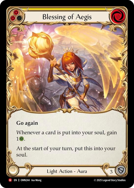 Image for Blessing Of Aegis (Yellow) (OMN244) [Omens of the Third Age] - Flesh and Blood TCG