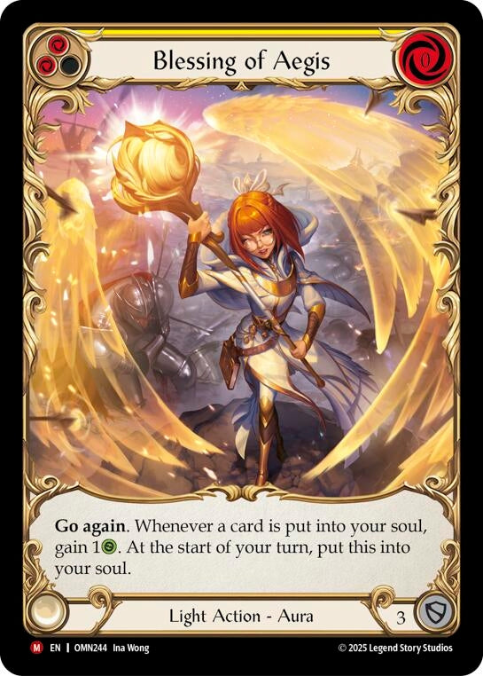 Image for Blessing Of Aegis (Yellow) (Extended Art) (OMN244) [Omens of the Third Age] - Flesh and Blood TCG