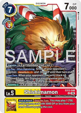 Image for Shishimamon (EX12-046 R) [Digital World Shambala] (EX-12) - Digimon Card Game