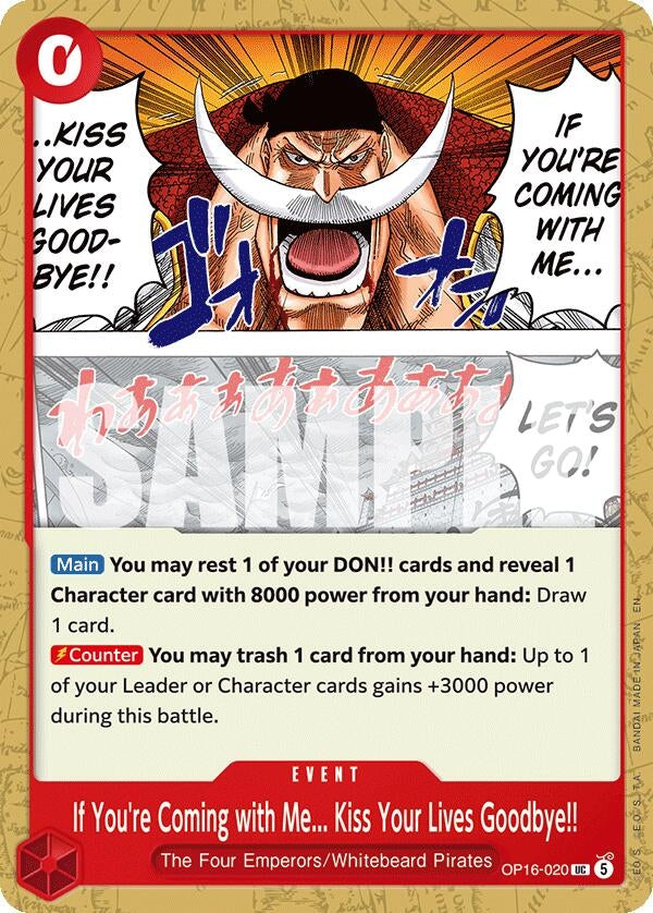 Image for If You're Coming with Me...Kiss Your Lives Goodbye!! (OP16-020) [The Time of Battle] - One Piece Card Game