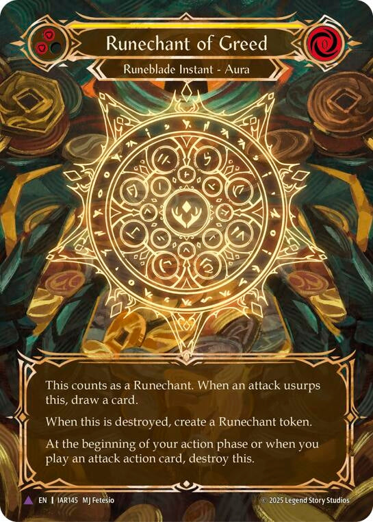 Image for Runechant of Greed (Yellow)(Marvel) (IAR145-MV) [Omens of the Third Age] - Flesh and Blood TCG