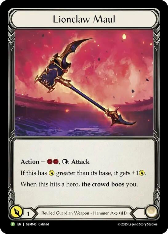 Image for Lionclaw Maul (GEM145) [Gem Pack 5] - Flesh and Blood TCG