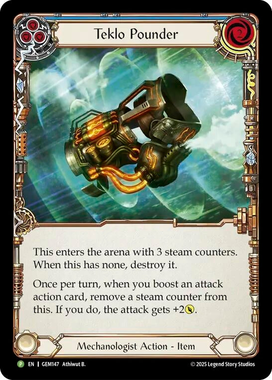 Image for Teklo Pounder (Blue) (GEM147) [Gem Pack 5] - Flesh and Blood TCG