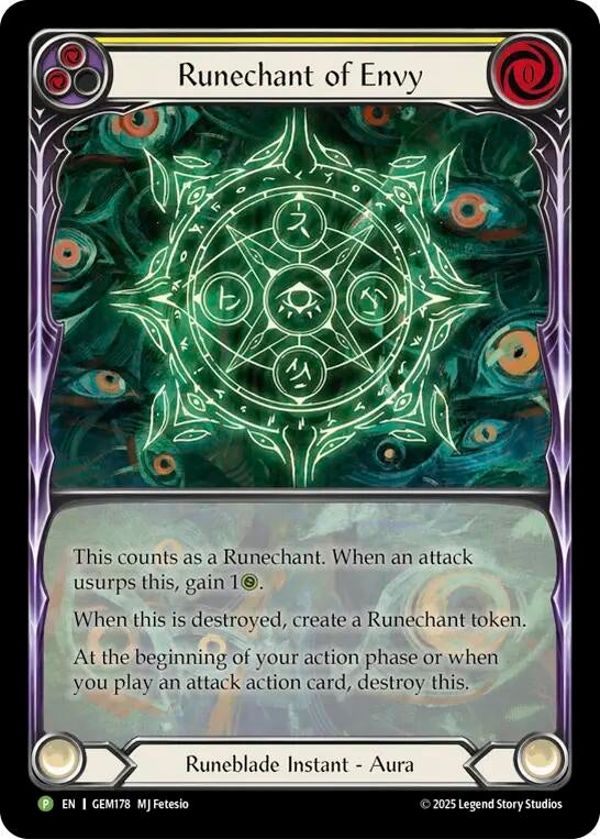 Image for Runechant of Envy (Yellow) (GEM178) [Gem Pack 5] - Flesh and Blood TCG