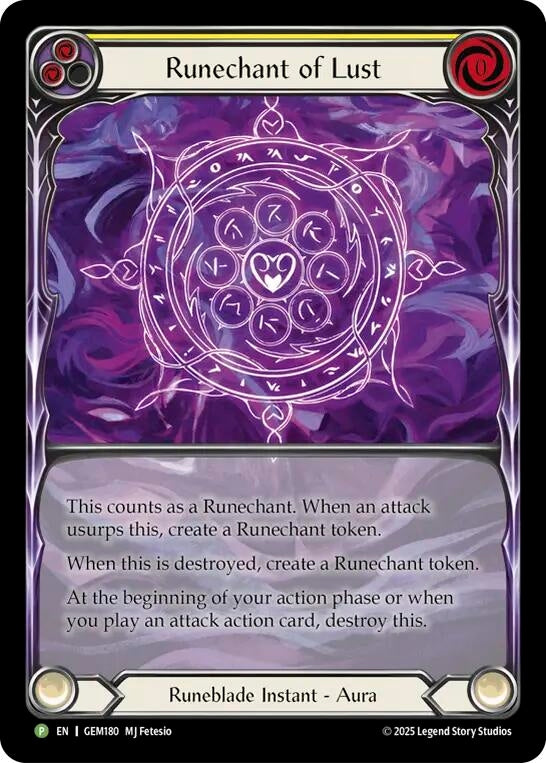 Image for Runechant of Lust (Yellow) (GEM180) [Gem Pack 5] - Flesh and Blood TCG