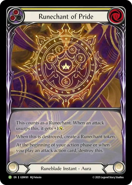 Image for Runechant of Pride (Yellow) (GEM181) [Gem Pack 5] - Flesh and Blood TCG