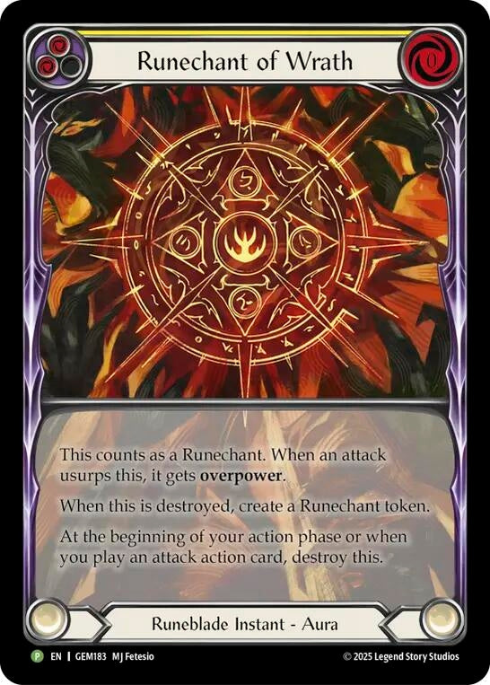 Image for Runechant of Wrath (Yellow) (GEM183) [Gem Pack 5] - Flesh and Blood TCG