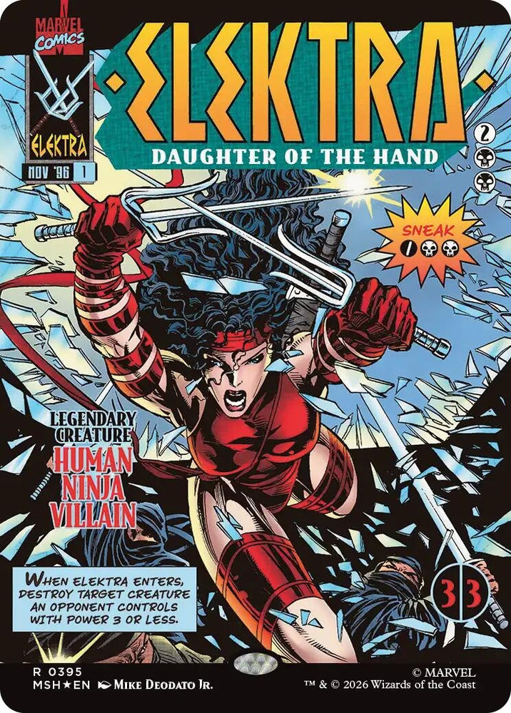 Image for Elektra, Daughter of the Hand (Borderless) (0395) (395) [Marvel Super Heroes] (MSH) - Magic: The Gathering