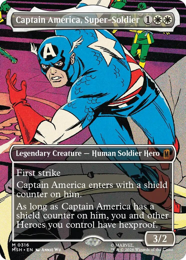 Image for Captain America, Super-Soldier (Borderless) (0316) (316) [Marvel Super Heroes] (MSH) - Magic: The Gathering