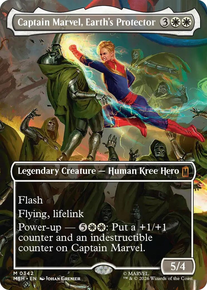 Image for Captain Marvel, Earth's Protector (Borderless) (0342) (342) [Marvel Super Heroes] (MSH) - Magic: The Gathering