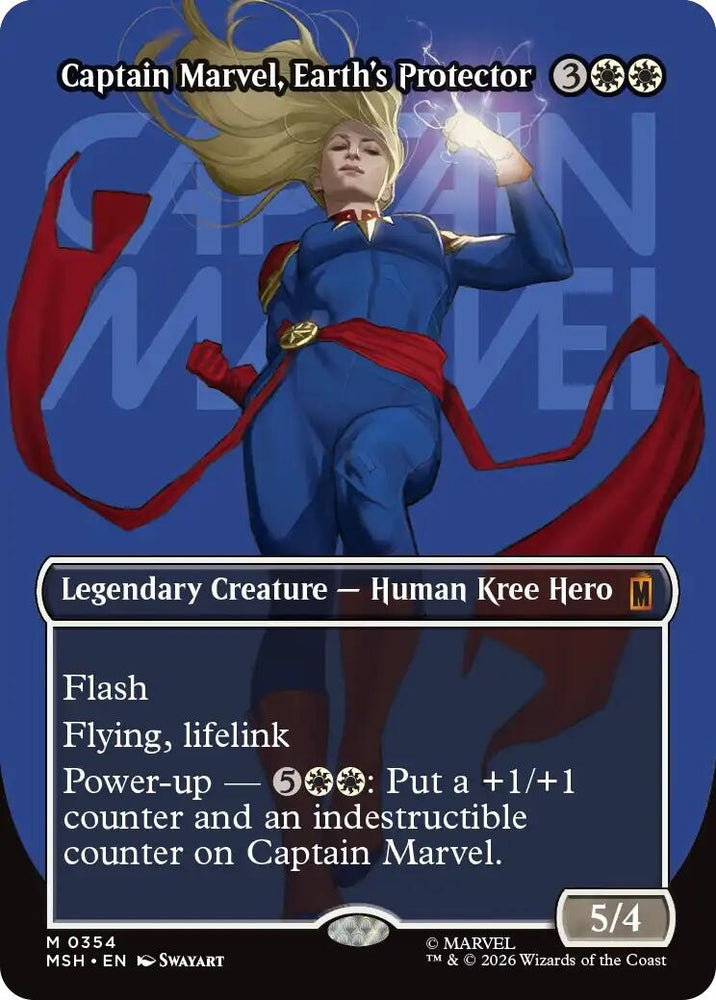 Image for Captain Marvel, Earth's Protector (Borderless) (0354) (354) [Marvel Super Heroes] (MSH) - Magic: The Gathering