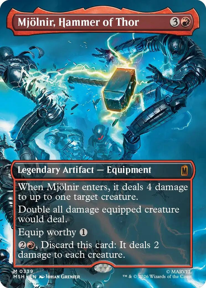 Image for Mjolnir, Hammer of Thor (Borderless) (0339) (339) [Marvel Super Heroes] (MSH) - Magic: The Gathering