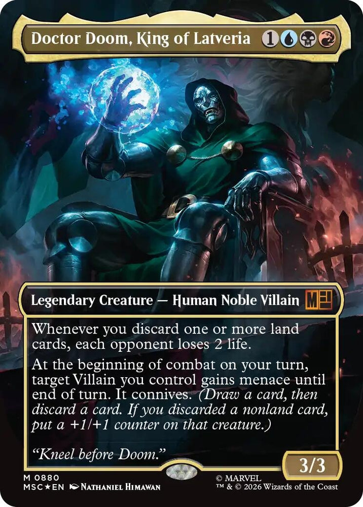 Image for Doctor Doom, King of Latveria (Borderless) (Surge Foil) (880) [Commander: Marvel Super Heroes] (MSC) - Magic: The Gathering