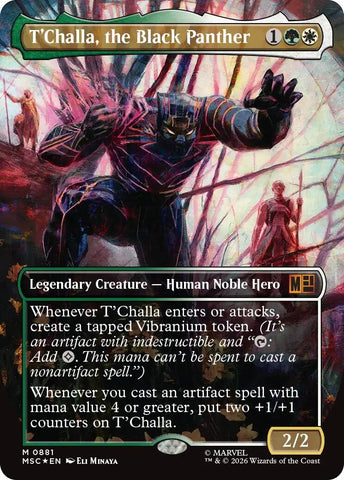 Image for T'Challa, the Black Panther (Borderless) (Surge Foil) (881) [Commander: Marvel Super Heroes] (MSC) - Magic: The Gathering