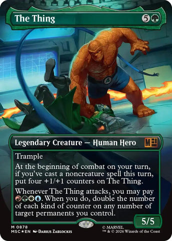 Image for The Thing (Borderless) (Surge Foil) (878) [Commander: Marvel Super Heroes] (MSC) - Magic: The Gathering
