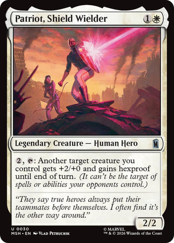 Image for Patriot, Shield Wielder (30) [Marvel Super Heroes] (MSH) - Magic: The Gathering