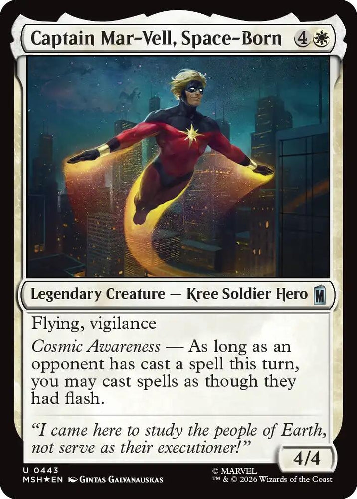 Image for Captain Mar-Vell, Space-Born (Surge Foil) (443) [Marvel Super Heroes] (MSH) - Magic: The Gathering