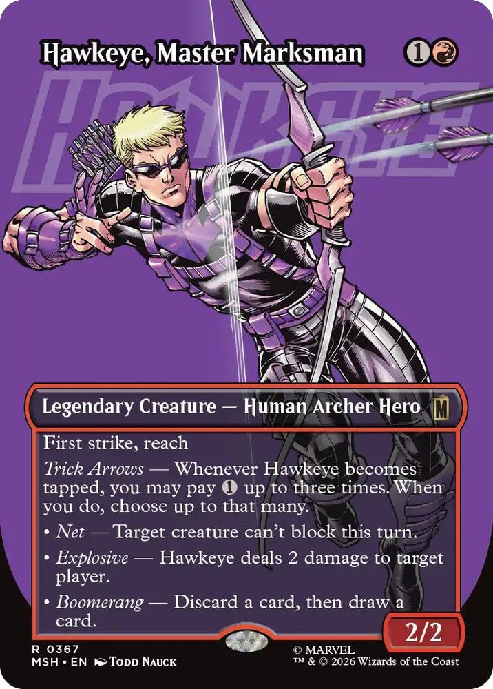 Image for Hawkeye, Master Marksman (Borderless) (367) [Marvel Super Heroes] (MSH) - Magic: The Gathering
