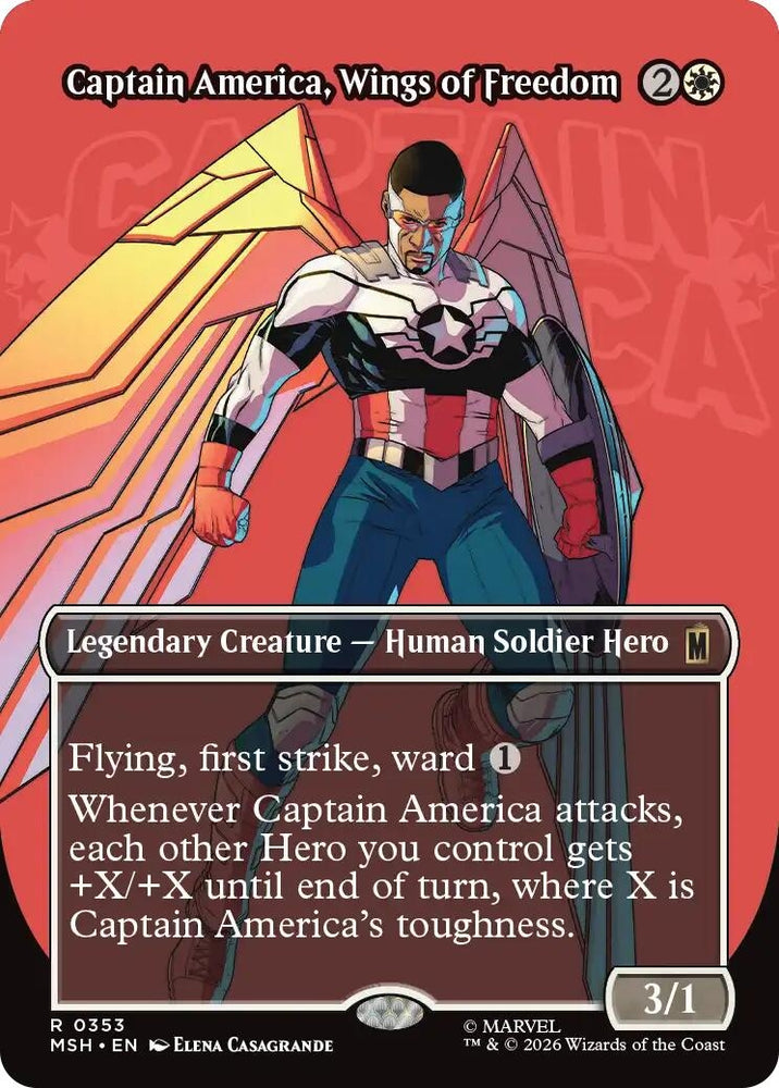 Image for Captain America, Wings of Freedom (Borderless) (353) [Marvel Super Heroes] (MSH) - Magic: The Gathering