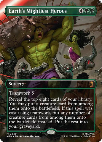 Image for Earth's Mightiest Heroes (Borderless) (349) [Marvel Super Heroes] (MSH) - Magic: The Gathering