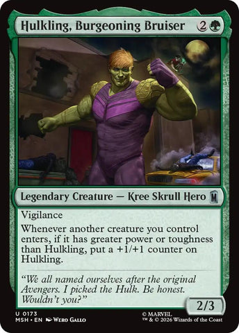 Image for Hulkling, Burgeoning Bruiser (173) [Marvel Super Heroes] (MSH) - Magic: The Gathering