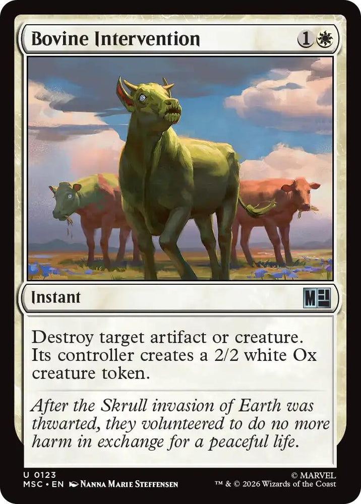 Image for Bovine Intervention (Surge Foil) (123) [Commander: Marvel Super Heroes] (MSC) - Magic: The Gathering