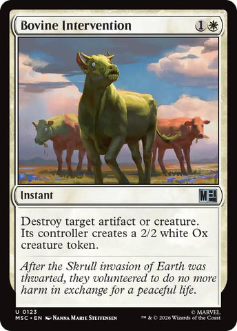 Image for Bovine Intervention (Surge Foil) (123) [Commander: Marvel Super Heroes] (MSC) - Magic: The Gathering