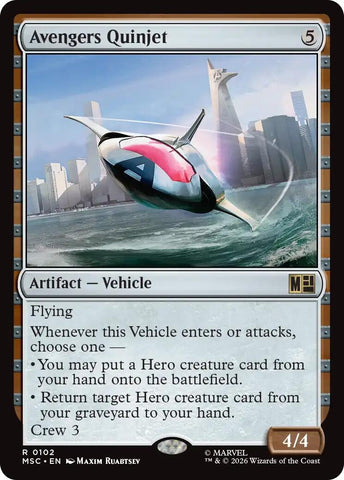 Image for Avengers Quinjet (Surge Foil) (102) [Commander: Marvel Super Heroes] (MSC) - Magic: The Gathering