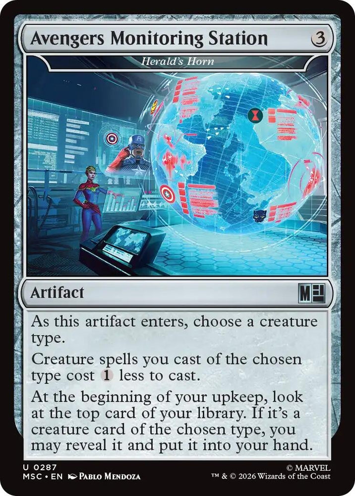Image for Avengers Monitoring Station - Herald's Horn (Surge Foil) (287) [Commander: Marvel Super Heroes] (MSC) - Magic: The Gathering