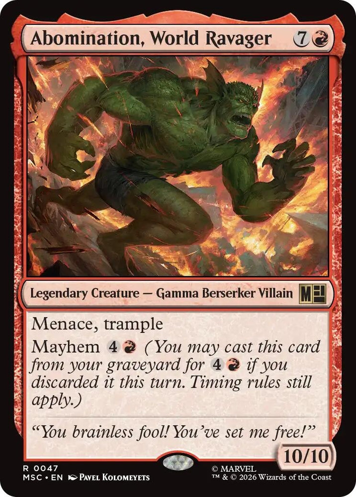Image for Abomination, World Ravager (Surge Foil) (47) [Commander: Marvel Super Heroes] (MSC) - Magic: The Gathering