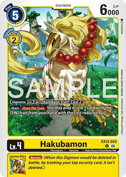 Image for Hakubamon (EX12-043 U) [Digital World Shambala] (EX-12) - Digimon Card Game