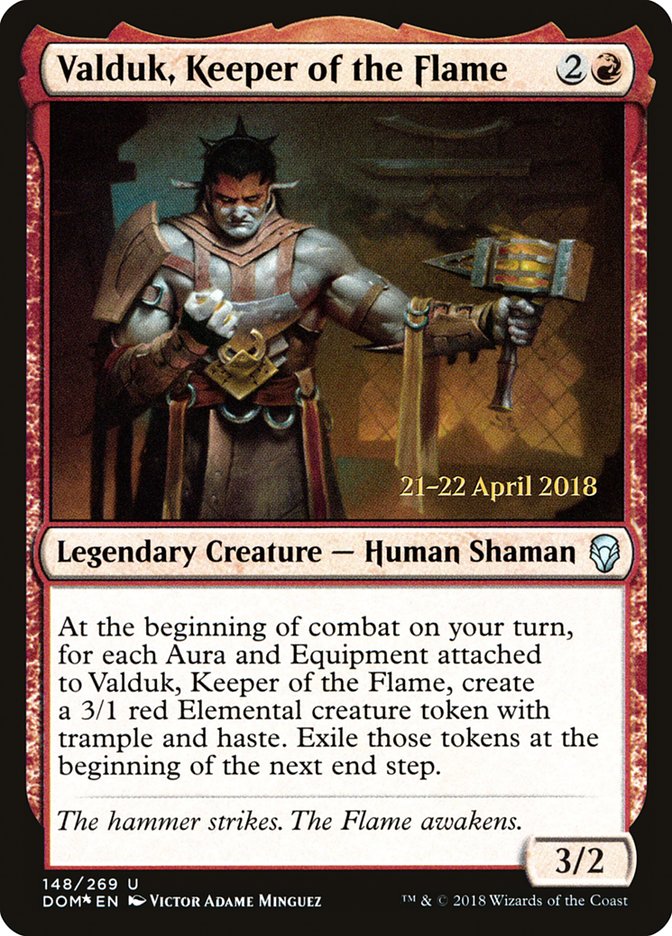 Valduk, Keeper of the Flame  (Prerelease) [Dominaria Prerelease Promos]