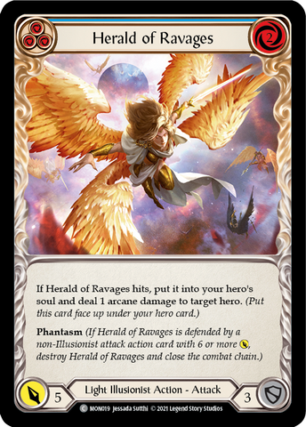 Herald of Ravages (Blue) [MON019-RF] (Monarch) 1st Edition Rainbow Foil