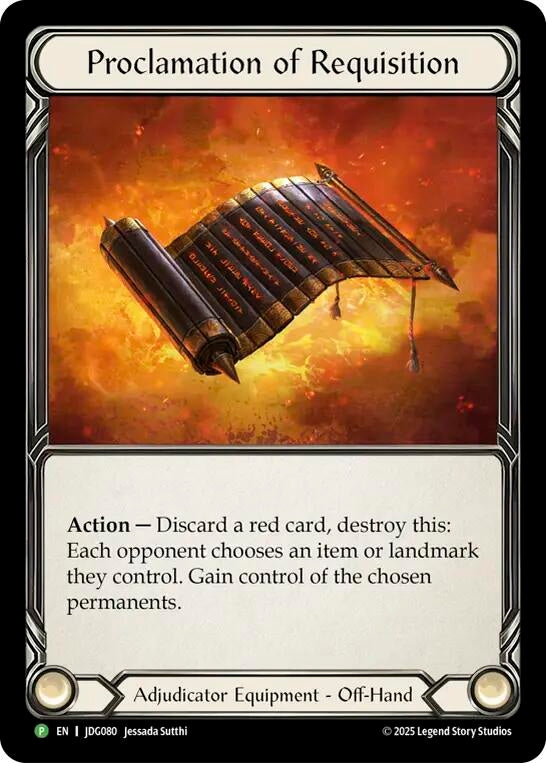 Image for Proclamation of Requisition - JDG080 (JDG080) [Flesh and Blood: Promo Cards] (PR) - Flesh and Blood TCG
