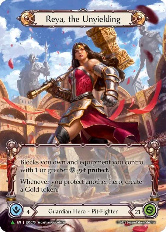 Image for Reya, the Unyielding (Marvel) - JDG070 (SMP005) [Flesh and Blood: Promo Cards] (PR) - Flesh and Blood TCG