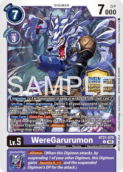 Image for WereGarurumon (World Championship 26–27 Regionals Season 2) (BT21-078 U) [World Convergence] (BT-21) - Digimon Card Game