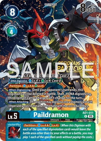 Image for Paildramon - AD1-011 (Regionals 26-27 Season 2 Participant) (AD1-011 R) [Advanced Booster Digimon Generation] (AD-01) - Digimon Card Game