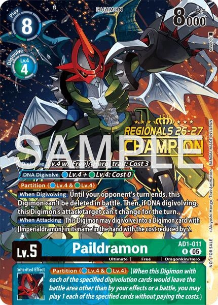 Image for Paildramon - AD1-011 (Regionals 26-27 Season 2 Champion) (AD1-011 R) [Advanced Booster Digimon Generation] (AD-01) - Digimon Card Game