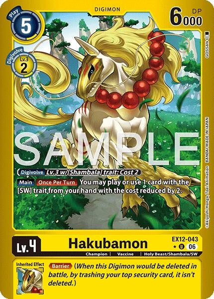 Image for Hakubamon (Limited Foil) (EX12-043 U) [Digital World Shambala] (EX-12) - Digimon Card Game