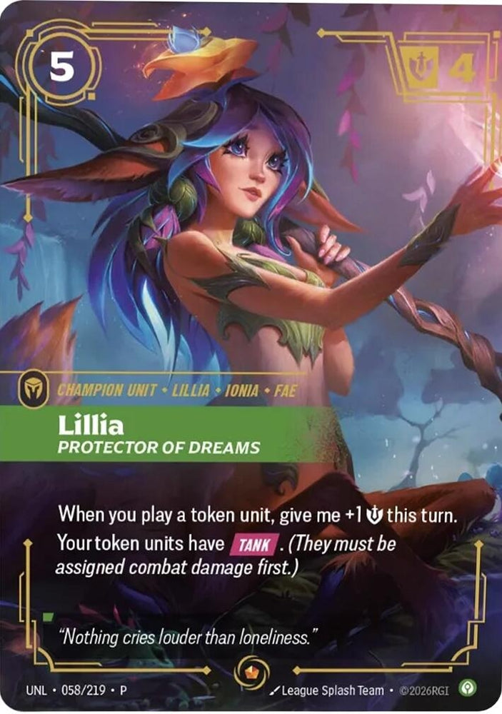Image for Lillia - Protector of Dreams (058/219) [Riftbound Organized Play Promotional Cards] (OPP) - Riftbound: League of Legends Trading Card Game