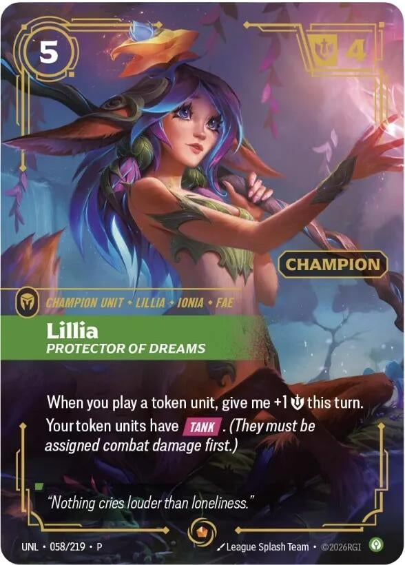 Image for Lillia - Protector of Dreams (Champion) (058/219) [Riftbound Organized Play Promotional Cards] (OPP) - Riftbound: League of Legends Trading Card Game