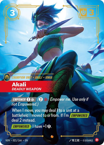 Image for Akali, Deadly Weapon (021/166) [Vendetta] (VEN) - Riftbound: League of Legends Trading Card Game