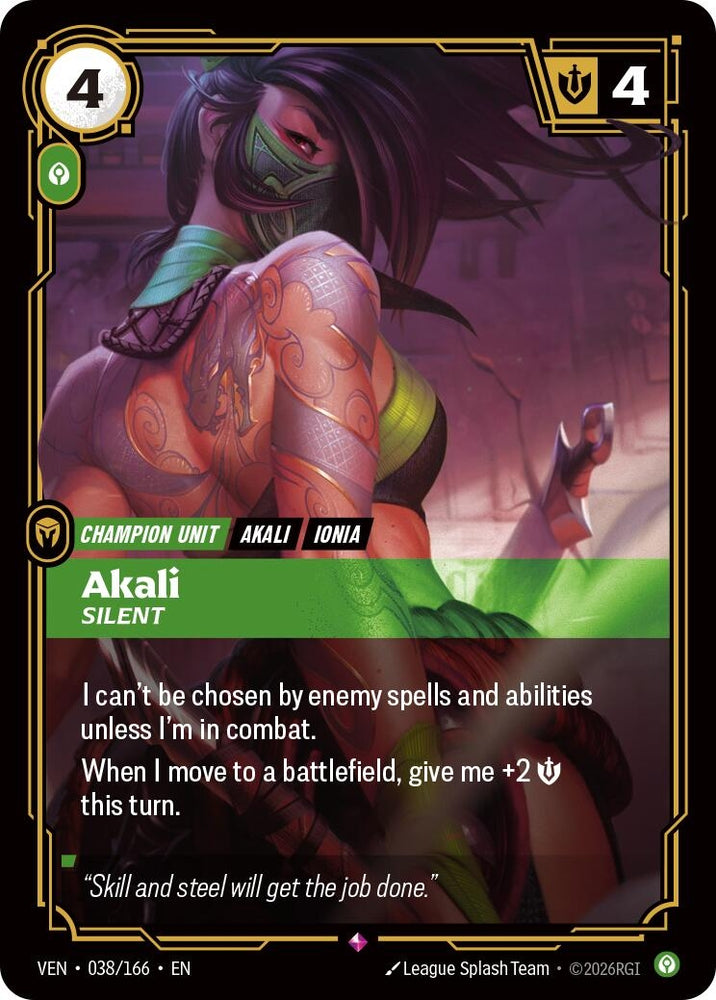 Image for Akali, Silent (038/166) [Vendetta] (VEN) - Riftbound: League of Legends Trading Card Game