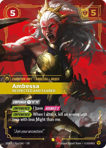 Image for Ambessa, Respected and Feared (Alternate Art) (136a/166) [Vendetta] (VEN) - Riftbound: League of Legends Trading Card Game
