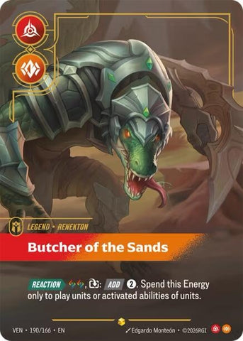 Image for Renekton - Butcher of the Sands (Overnumbered) (190/166) [Vendetta] (VEN) - Riftbound: League of Legends Trading Card Game